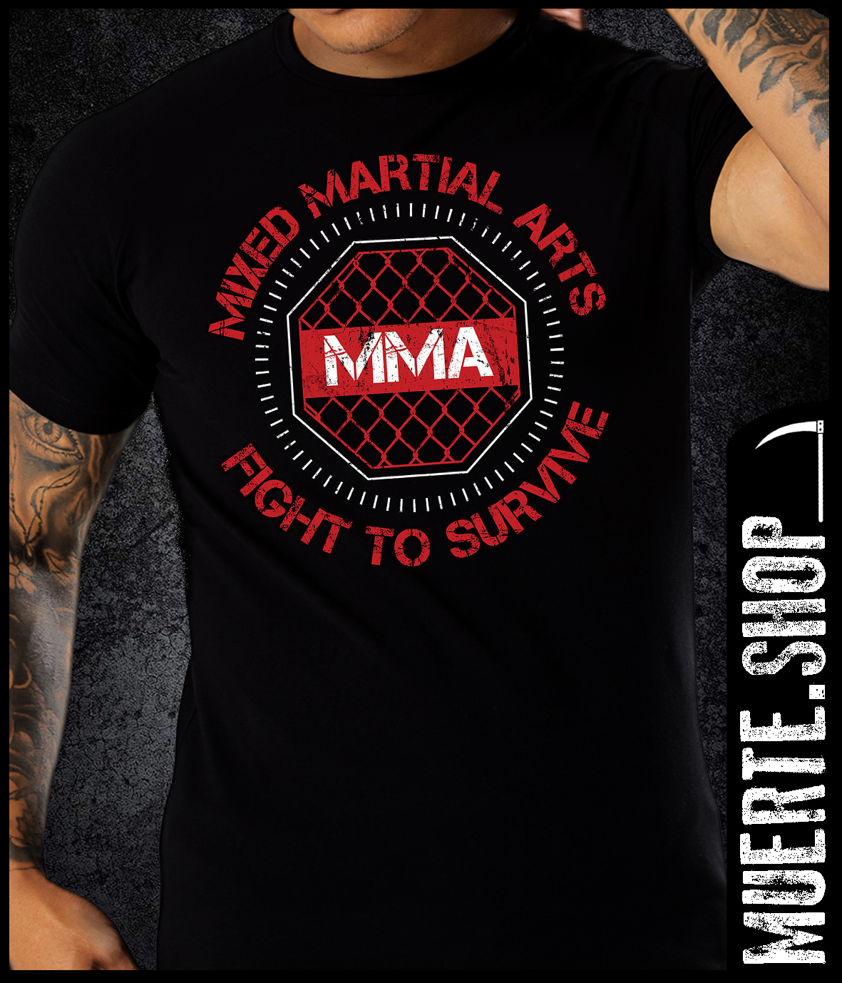 Черна тениска MMA FIGHT 2 SURVIVE Черна тениска MMA FIGHT 2 SURVIVE